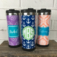 Personalized Sleek Stainless Steel Travel Mugs Personalized Sleek Stainless Steel Travel Mugs