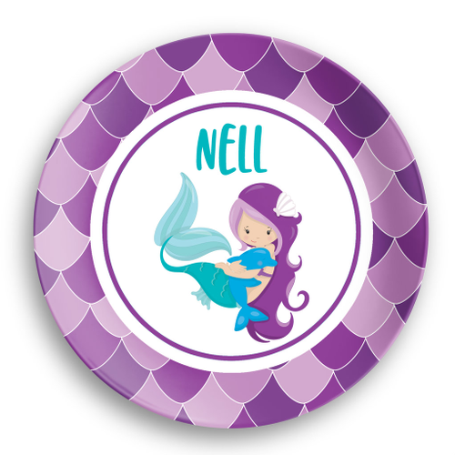 Mermaid & Dolphin Design Personalized Plate