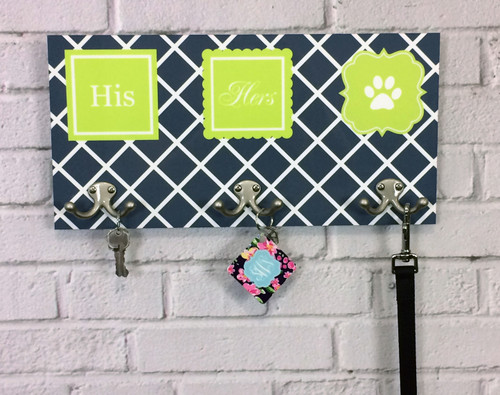 His, Hers & Paw Design Key Hanger