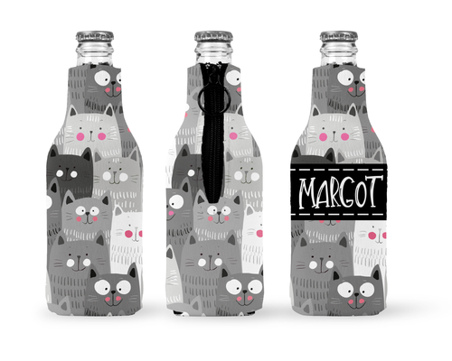 Cute Cat Collage Bottle Sleeve with Zipper 