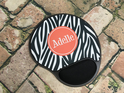 Zebra Print Personalized Mouse Pad with Wrist Rest