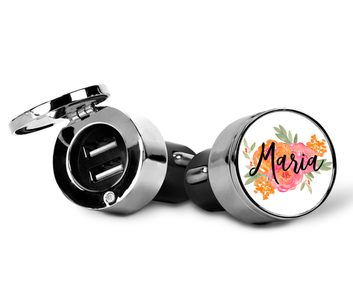 Floral Bouquet Personalized Car Charger