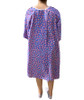 Purple 100% Cotton Women's Patient Gown with Shoulder Snaps and IV Pocket Back View