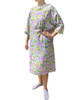 Butterfly Design 100% Cotton Women's Patient Gown with Shoulder Snaps and IV Pocket Front View