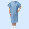 Economy Straight Tie Back Hospital Gown Blue with Snowflake Pattern Front View