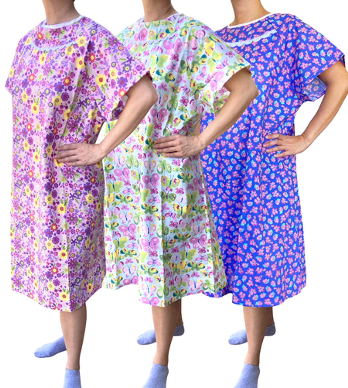 Floral Design Women's Patient Gowns