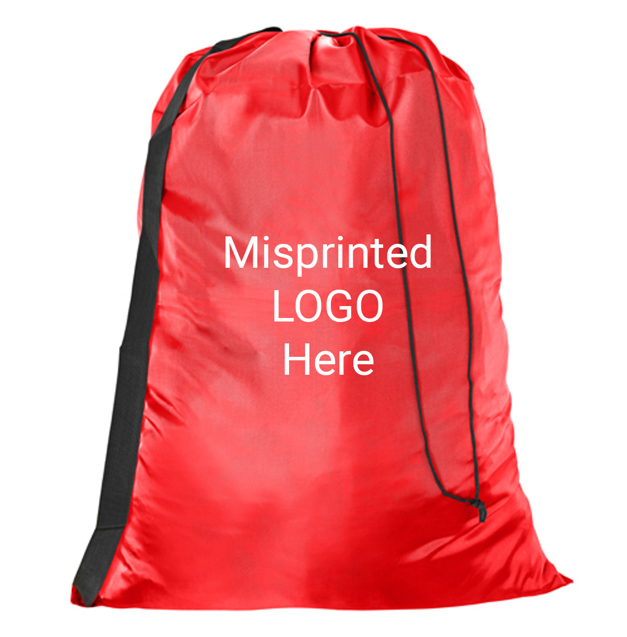 Red Polyester Laundry Bag with Carry Strap - Nylon like