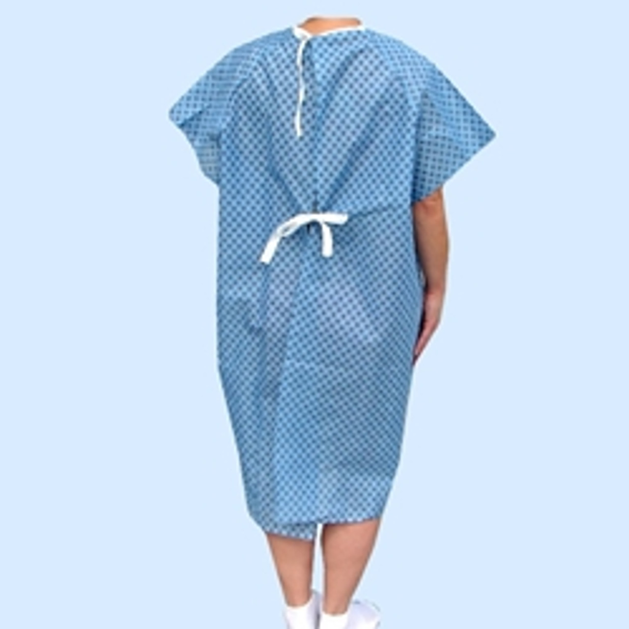 Economy Straight Tie Back Patient Gown Blue Back View