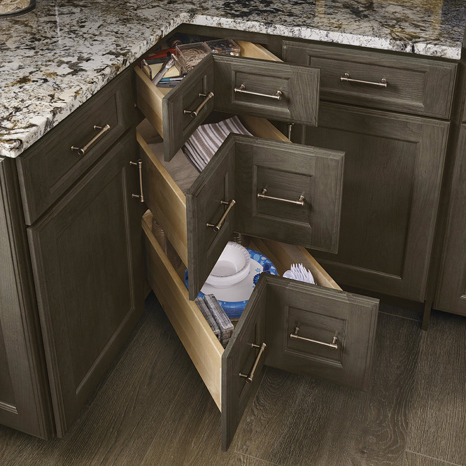 KraftMaid Corner Base Kitchen Cabinets with Drawers