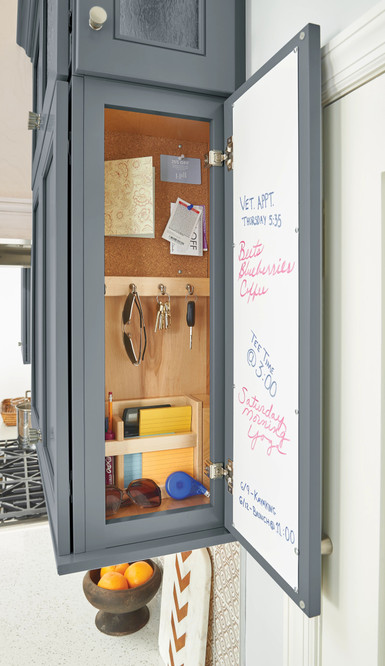 Interior view of KraftMaid wall message center cabinet