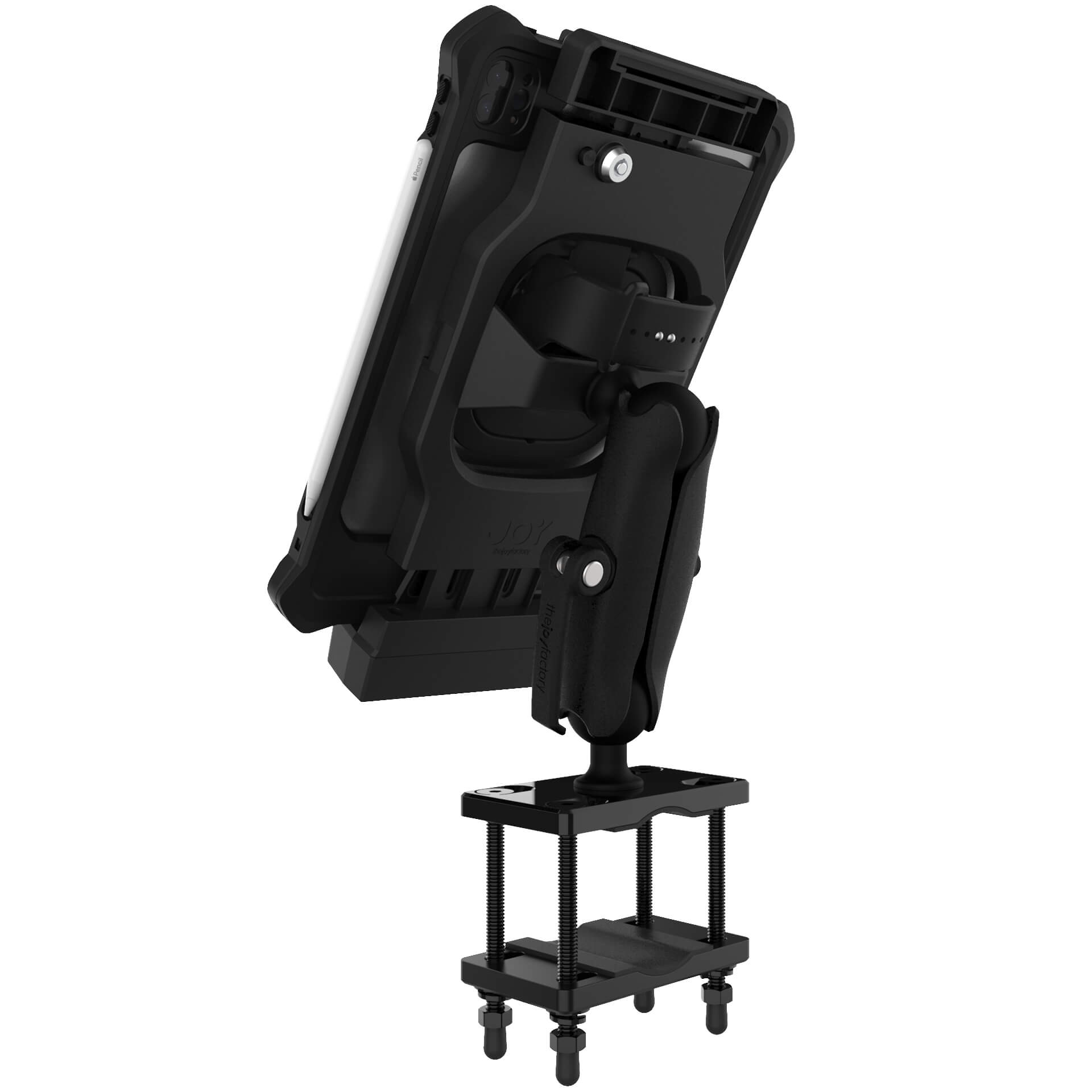 aXtion Volt Cradle with HD Single Arm Forklift | Pole Mount (38mm) and Case for iPad Air 5th | 4th Gen | Pro 11-inch 4th | 3rd | 2nd Gen