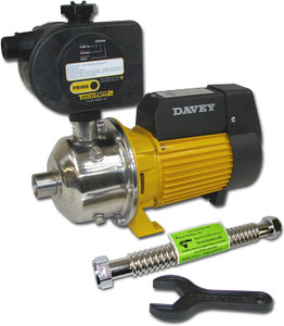 Davey Water Pump System BIT14-45 with the included Torrium 2 water pump controller. Corrugated hose, fittings, and wrench, are included. Davey Water Pump System BIT14-45 with the included Torrium 2 water pump controller. Corrugated hose, fittings, and wrench, are included.
