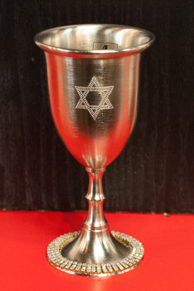 Pewter and Crystal Kiddush Cup