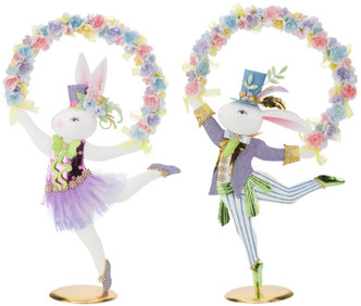 Flower Dance Rabbits by Mark Roberts, 21.5 in, 2 asst