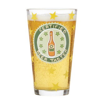 Certified Beer Taster Hand Painted Pint Glass by Lolita