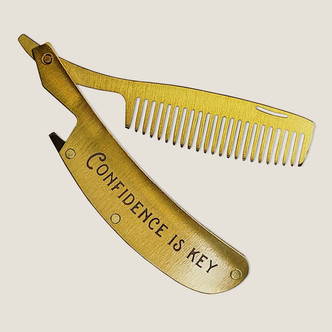 Brass-Plated Folding Beard Comb