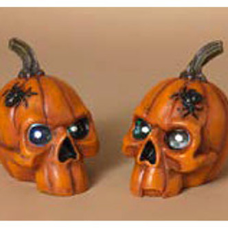 Light Up Skeleton Pumpkin Head 5.5 in