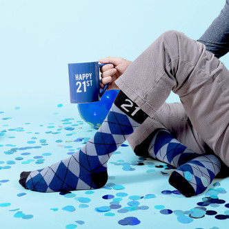 Happy 21st Matching Coffee Mug and Socks Set