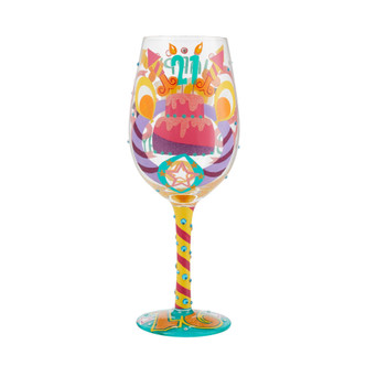 Happy 21st Birthday Wine Glass by Lolita