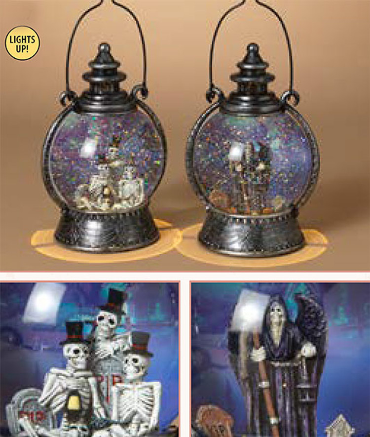 Halloween Lantern with Spinning Water Globe, 10 in