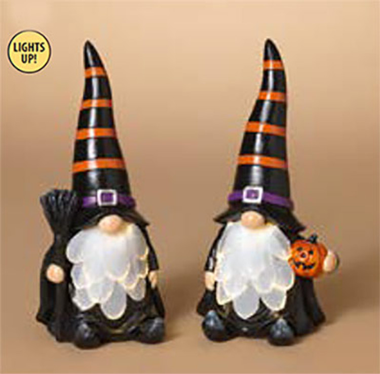 Lit halloween Gnome with Fiber Optic Beard 8.3in