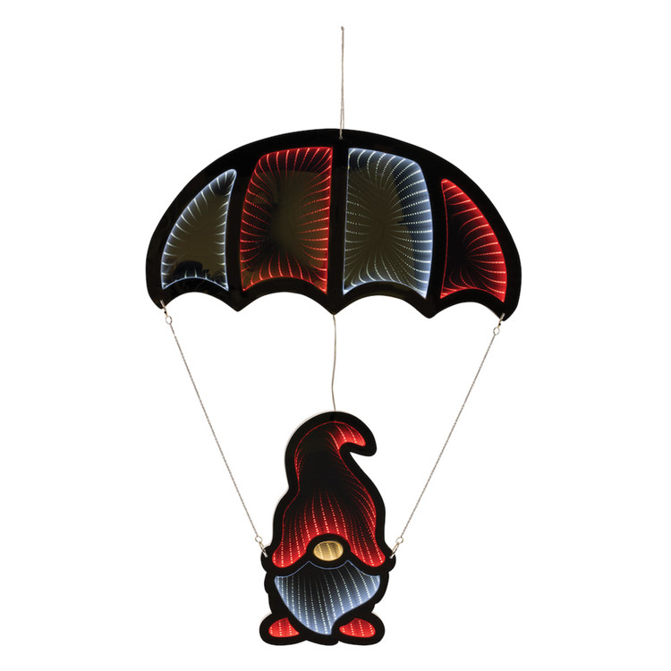 Infinity Light Parachuting Gnome Decoration, 33.5”