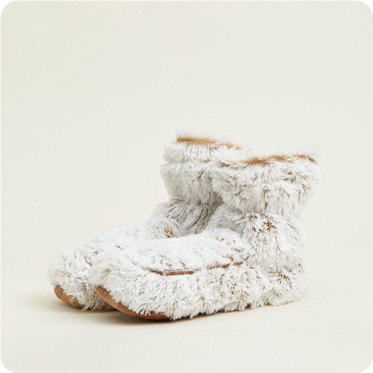 Fluffy Microwaveable Marshmallow Brown Lavender-Scented Warmies Boot Slippers