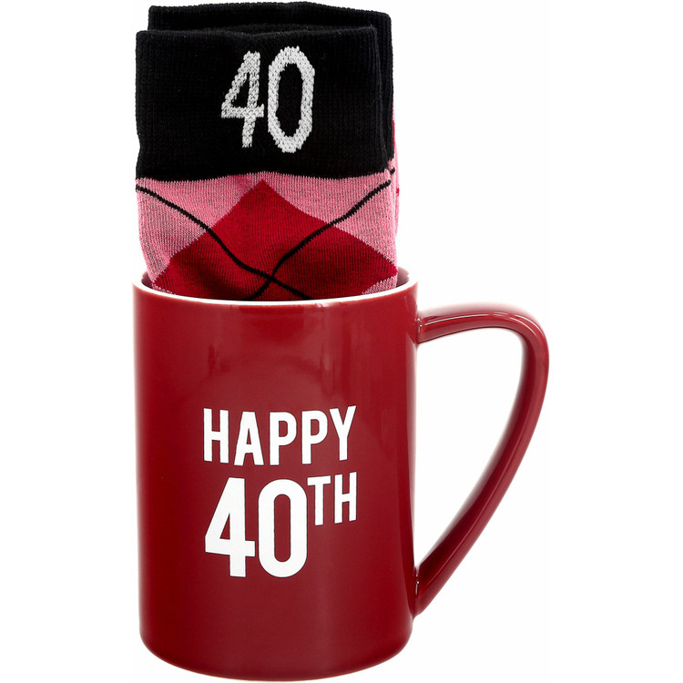 Happy 40th Coffee Mug and Socks Set