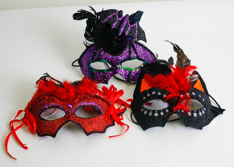 Sparkly Masquerade Ball Masks with Feathers and Crystals