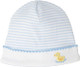 Cute Blue Striped Baby Hat with French Knot Ducky