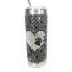 Stainless Steel + Rhinestone Tumbler with Black Doggie Paw