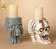 Skull Candle Holder with LED Candle, 8in