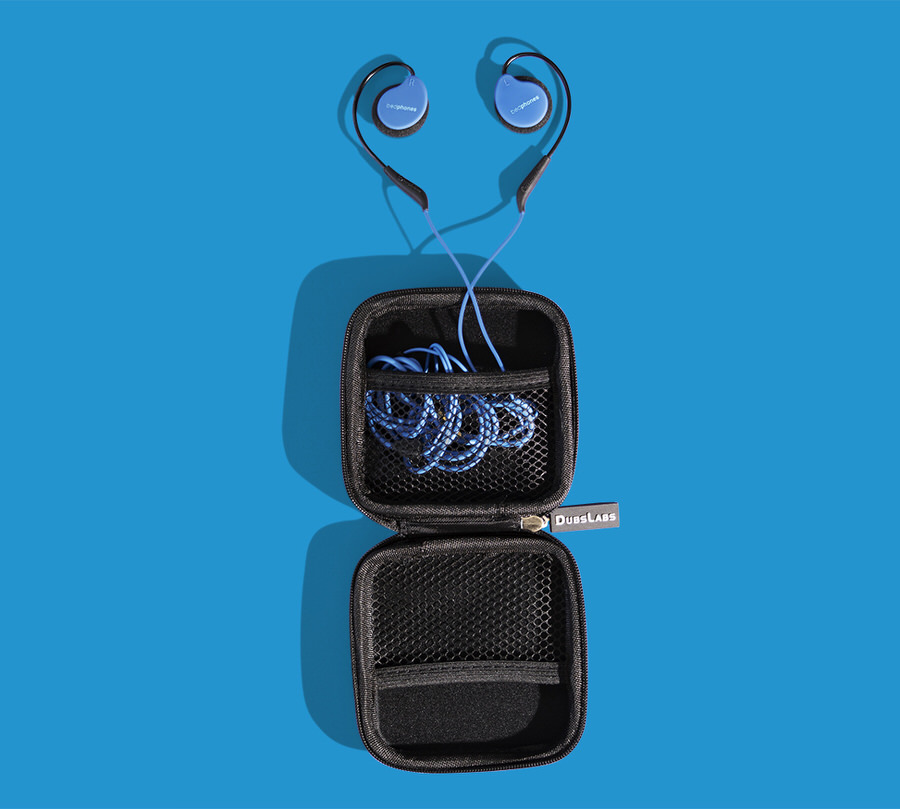 Blue Bedphones Next to Zippered Travel Case