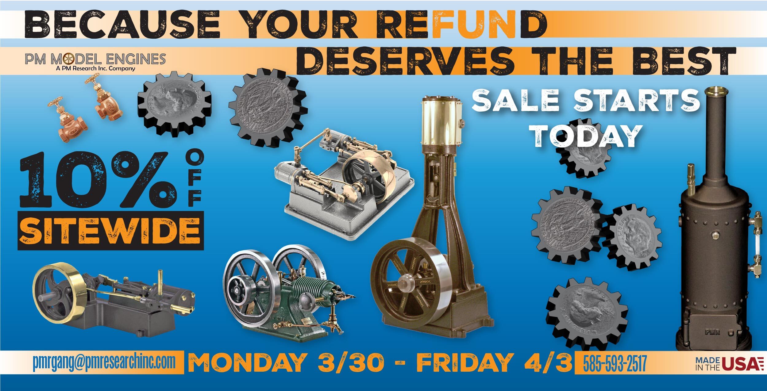 PM Model Engines | Tax Refund SALE! | March 30th - April 3rd