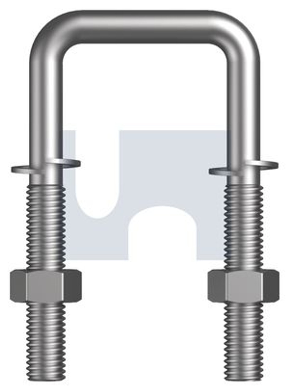 U Bolt Square Kit Hot Dip Galvanised Hec / Mild Steel M10 X 42X86