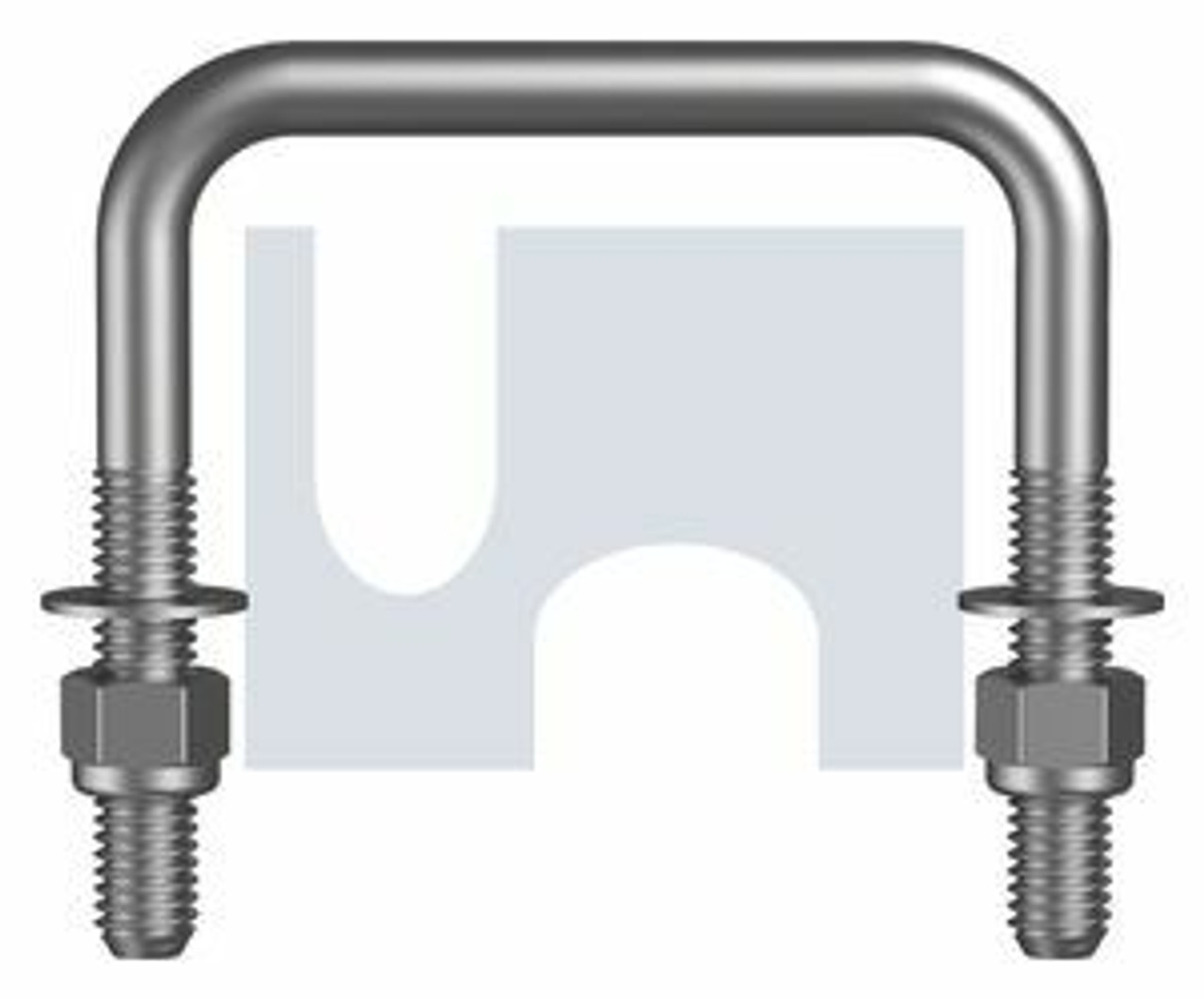 Bsw U Bolt Square Kit Nyloc / Hot Dip Galvanised Hec / Mild Steel / Gr2 1/2 Bsw X 100X125