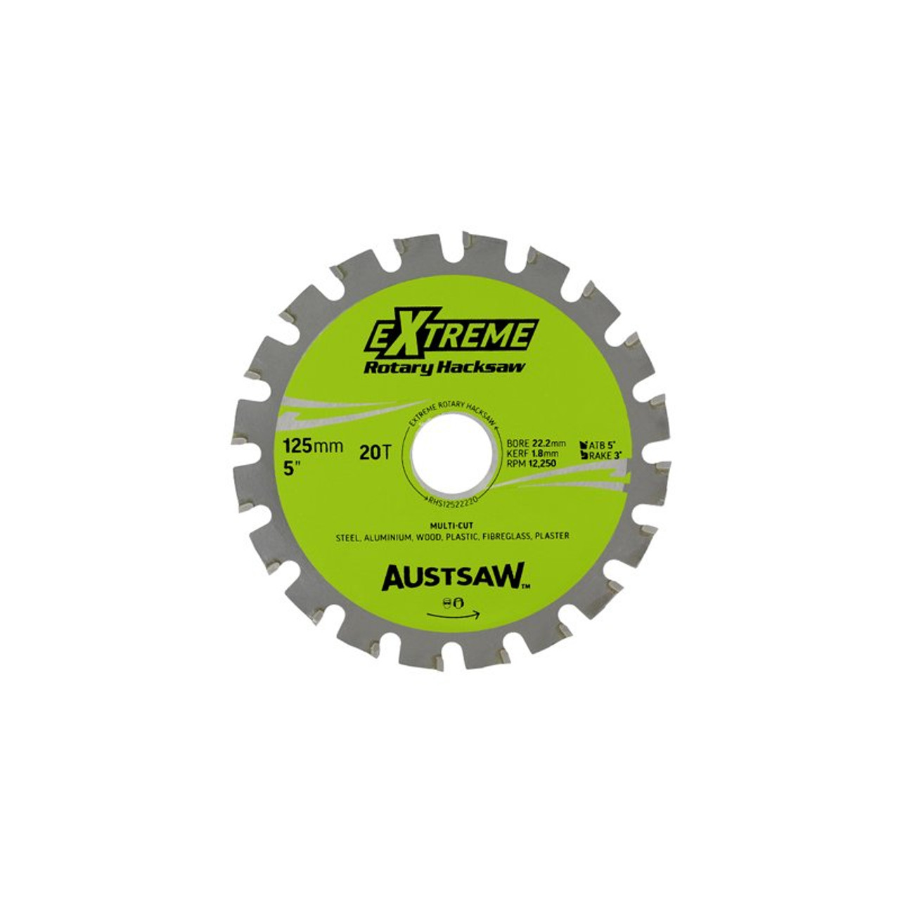 Austsaw - 125Mm (5In) Rotary Hacksaw Blade - 22.2Mm Bore - 20 Teeth