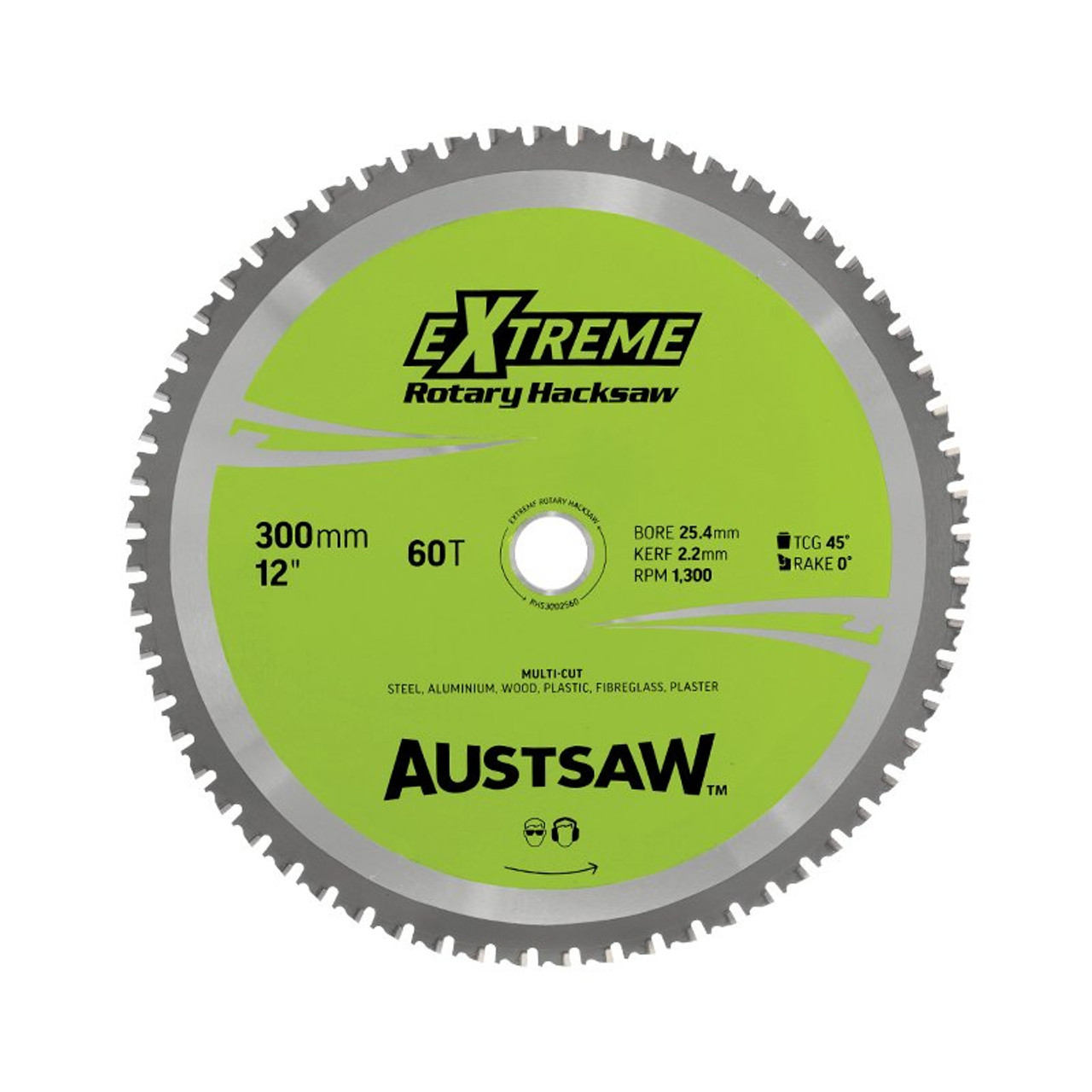 Austsaw - 300Mm (12In) Rotary Hacksaw Blade - 25.4Mm Bore - 60 Teeth