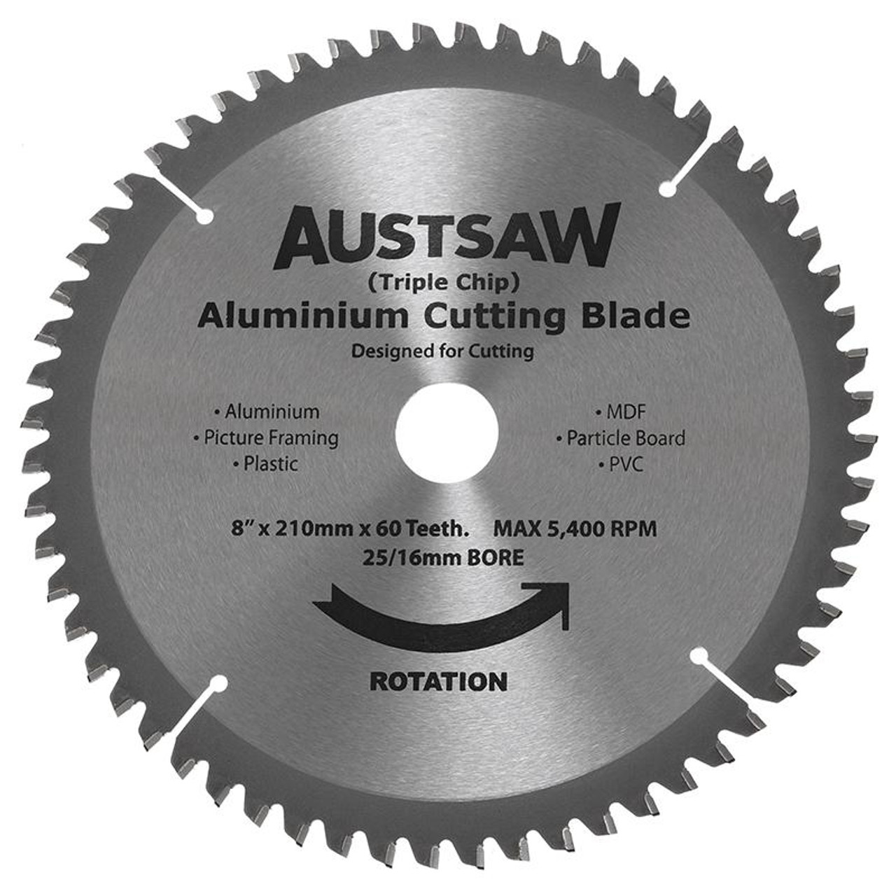Austsaw - 210Mm (8In) Aluminium Blade Triple Chip - 25/16Mm Bore - 60 Teeth