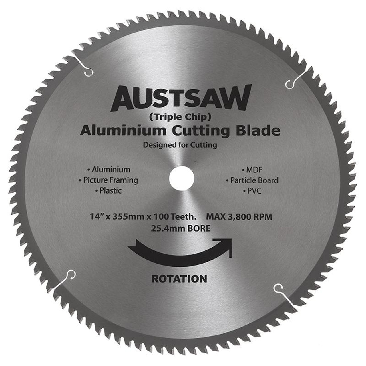 Austsaw - 350Mm (14In) Aluminium Blade Triple Chip - 25.4/Mm Bore - 100 Teeth