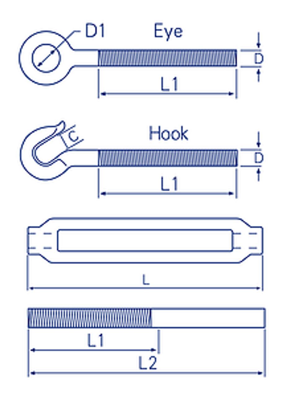 Commercial Hdg Turnbuckle Forged 25Mm Stub/Stub (Not For Lifting Purposes)