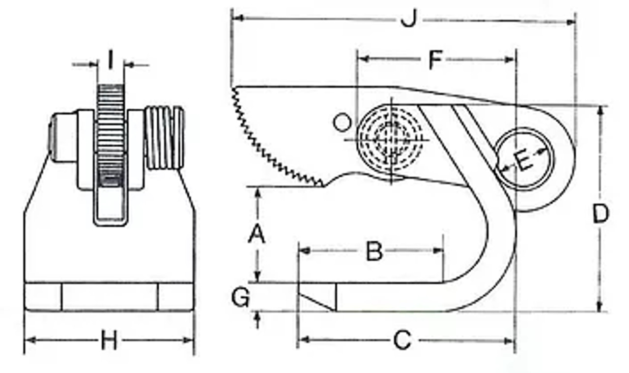 Horizontal Plate Clamp 1.5T/Pair 0-50Mm