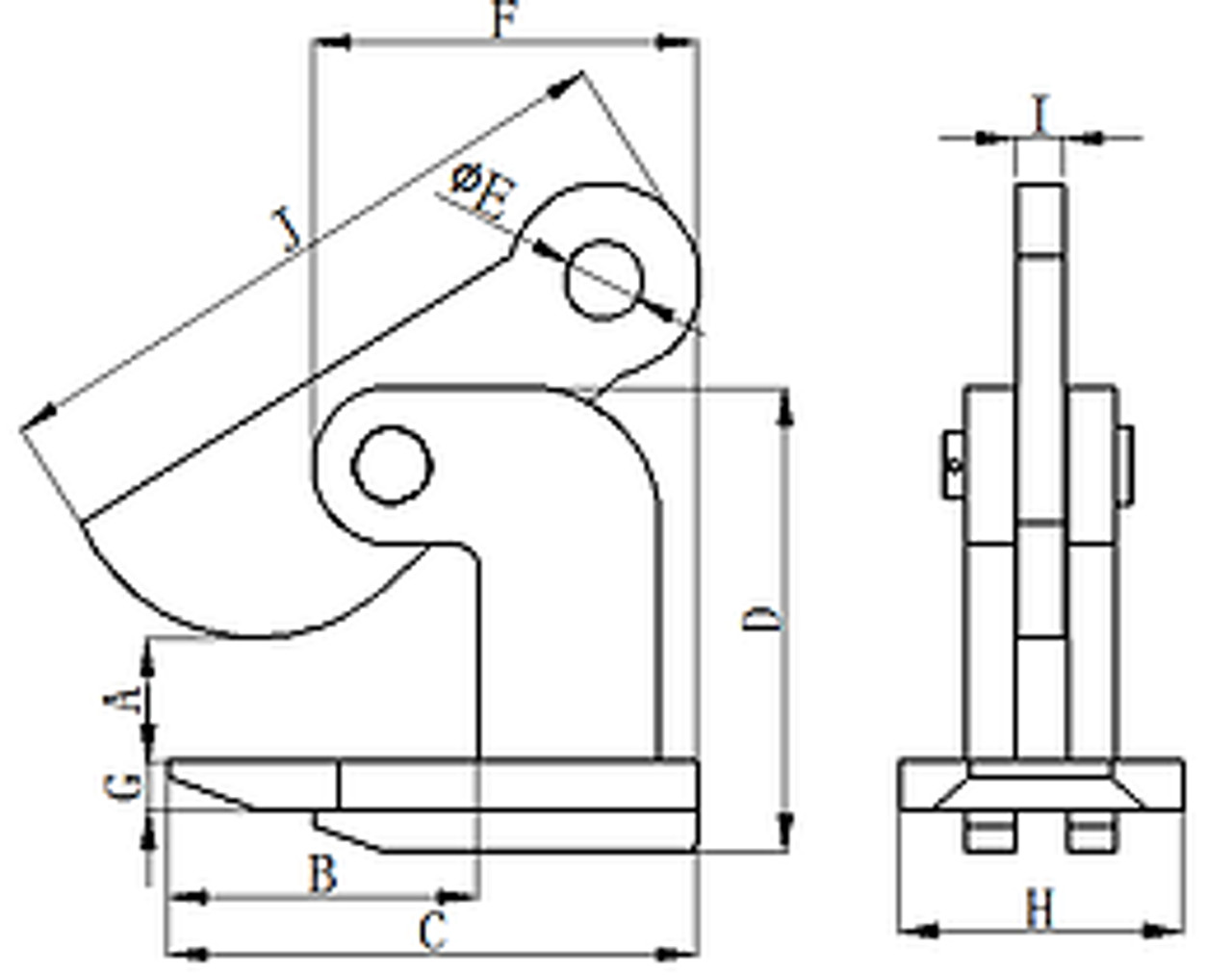 Horizontal Plate Clamp 3T/Pair 0-50Mm