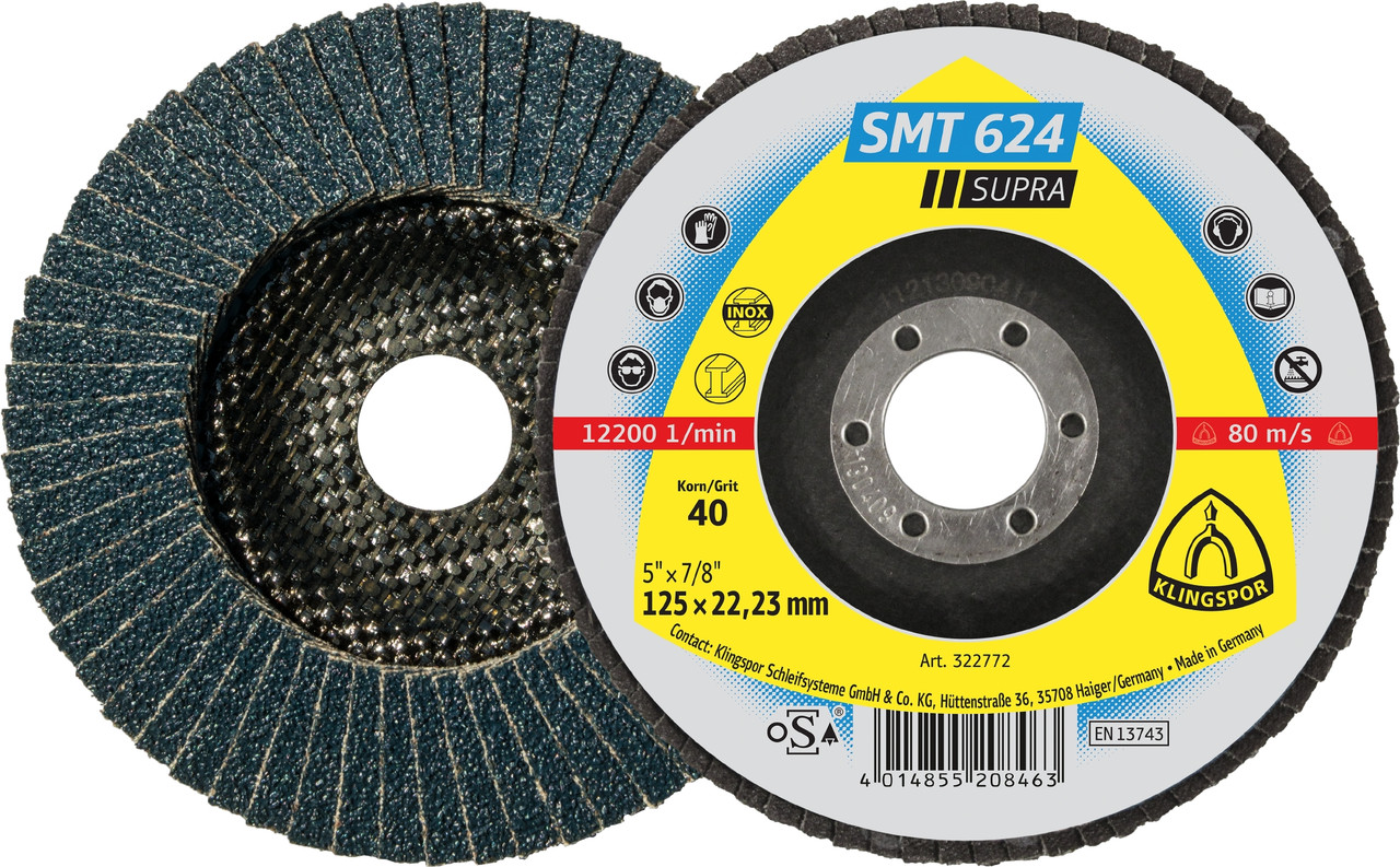 Flap Disc - (Smt624) Supra/Zirconia/12° 80Grit 100X16Mm