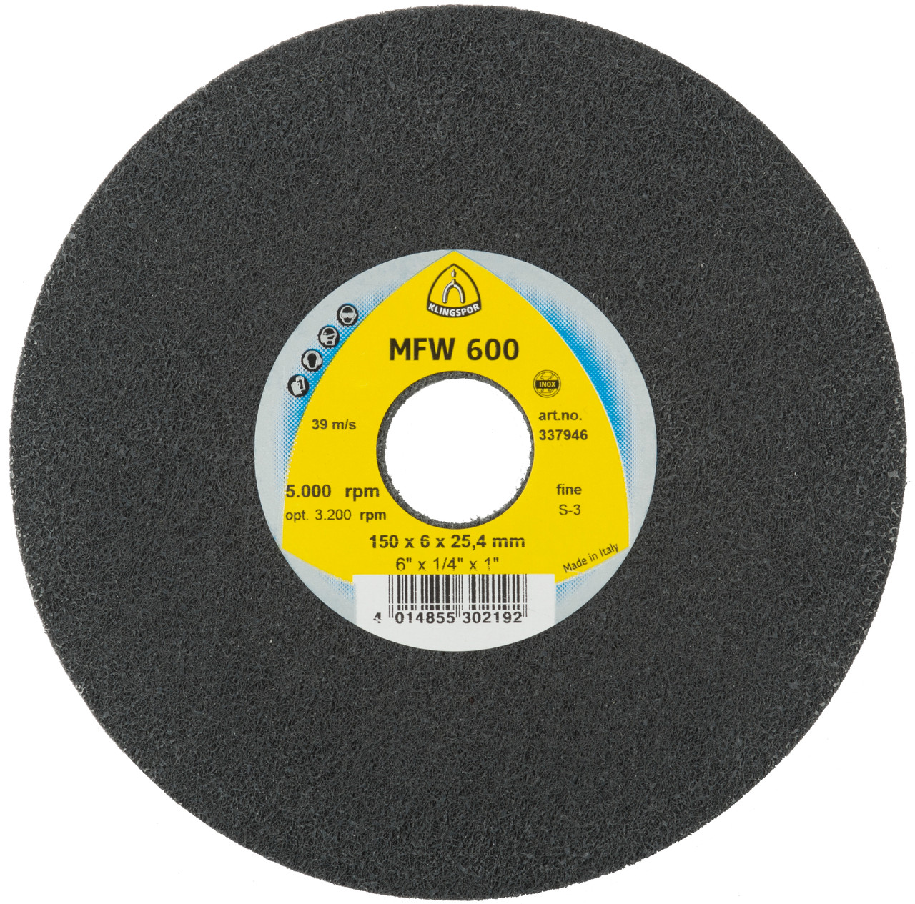 Non-Woven Web Wheel - (Mfw600) Silicon Carbide/Grey Fine 150X6X25Mm