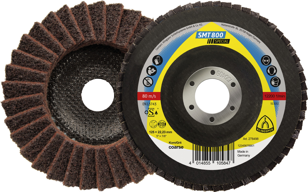 Flap Disc - (Smt800) Special/Non-Woven/12°/Blue Very Fine 125X22Mm