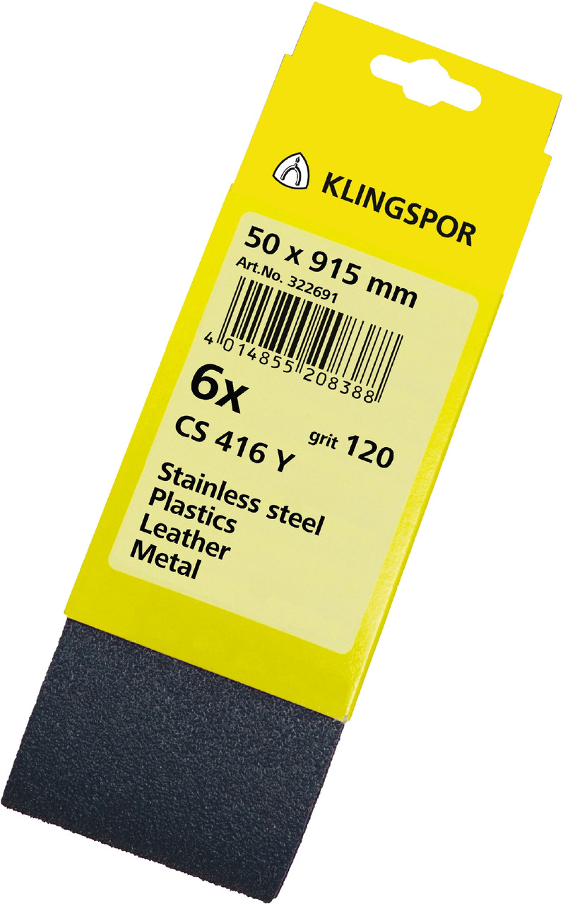 Abrasive Linishing Sanding Belt - (Cs416Y) Polyester/Zirconia/Waterproof/6X3-Pack (18 Belts) 60Grit 50X915Mm