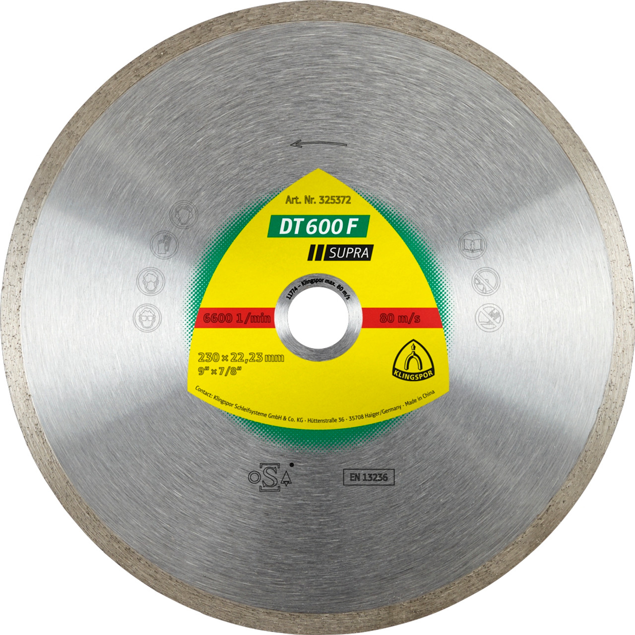 Diamond Blade - (Dt600F)Continuous Rim/Tiles_Feldspar/12200Rpm  125X22Mm