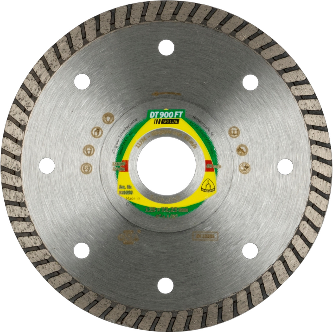 Diamond Blade - (Dt900Ft)Turbo Continuous Rim/Tiles/12200Rpm  115X22Mm