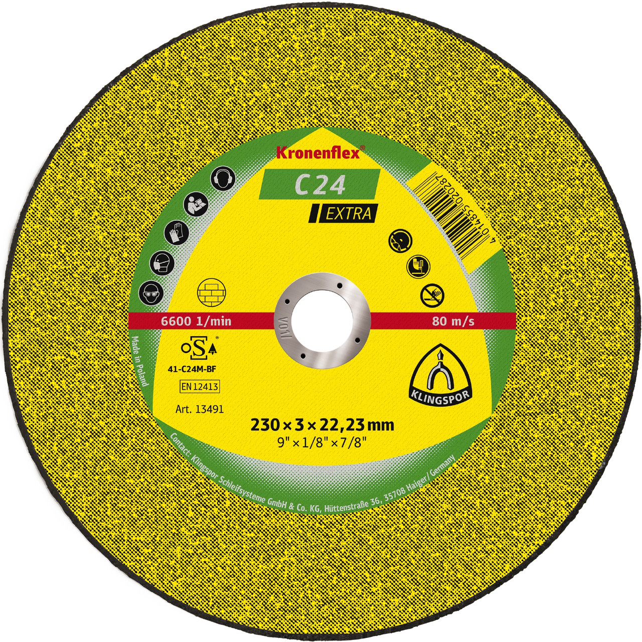 Cutting Off Wheel - (C24) Extra/Flat/6600Rpm Medium 230X3X22Mm